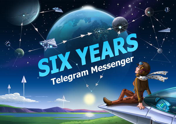 Telegram'ın 6.yılını kutlayan bir poster