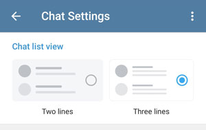 Sohbet ayarları, sohbet başına iki veya üç satır arasından seçim yapın